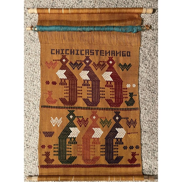 MCM Guatemalan Woven Wall Hanging Tapestry Chichicastenango Mayan Indian Vintage - Picture 1 of 4